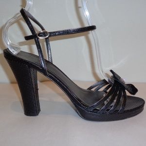 Coach Size 8.5 M Black Leather Heels Sandals